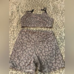 Leopard Biker Short and Sports Bra Outfit